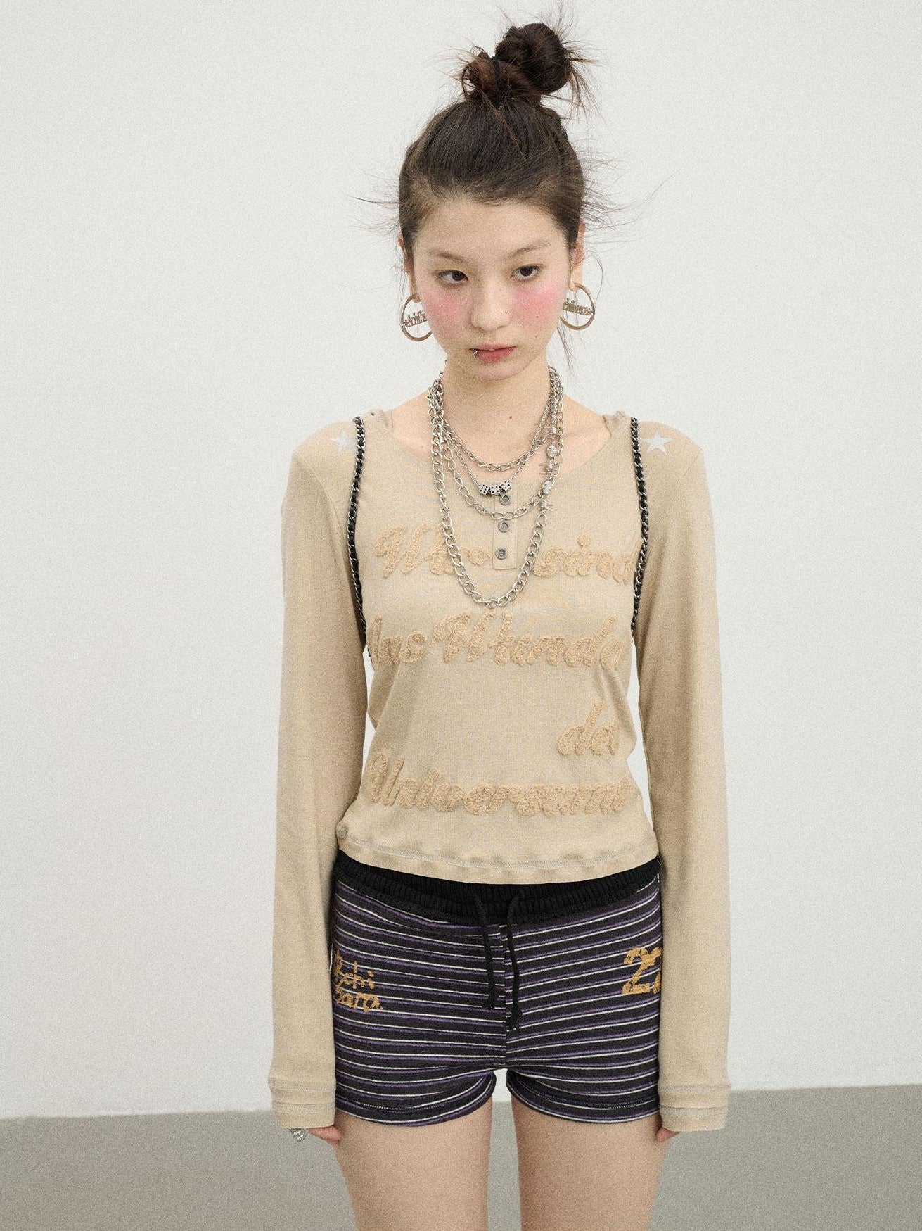 Achihara Cropped Hooded Pullover Women'S Recycled Viscose Blend Long Sleeve T-Shirts