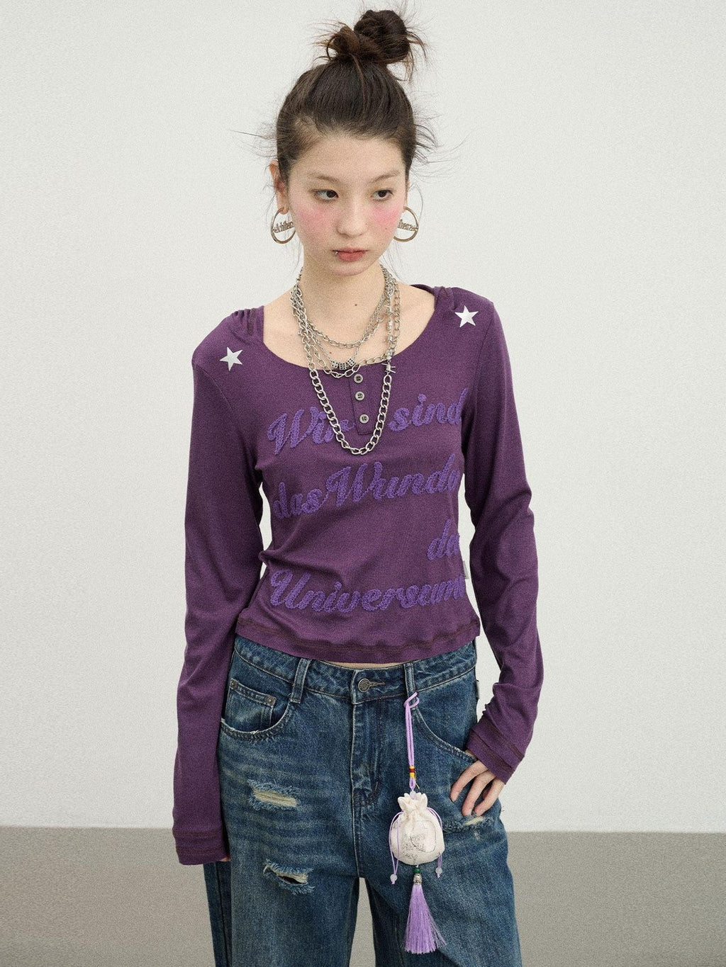 Achihara Cropped Hooded Pullover Women'S Recycled Viscose Blend Long Sleeve T-Shirts
