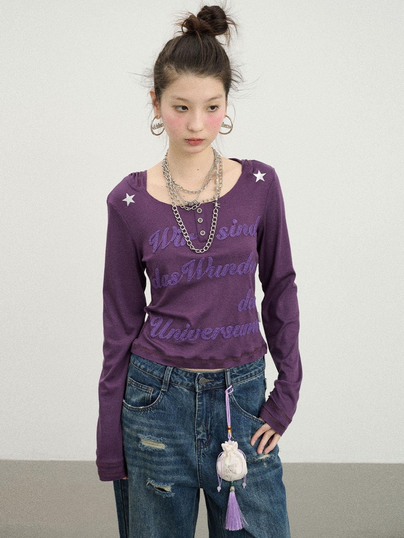 Achihara Cropped Hooded Pullover Women'S Recycled Viscose Blend Long Sleeve T-Shirts