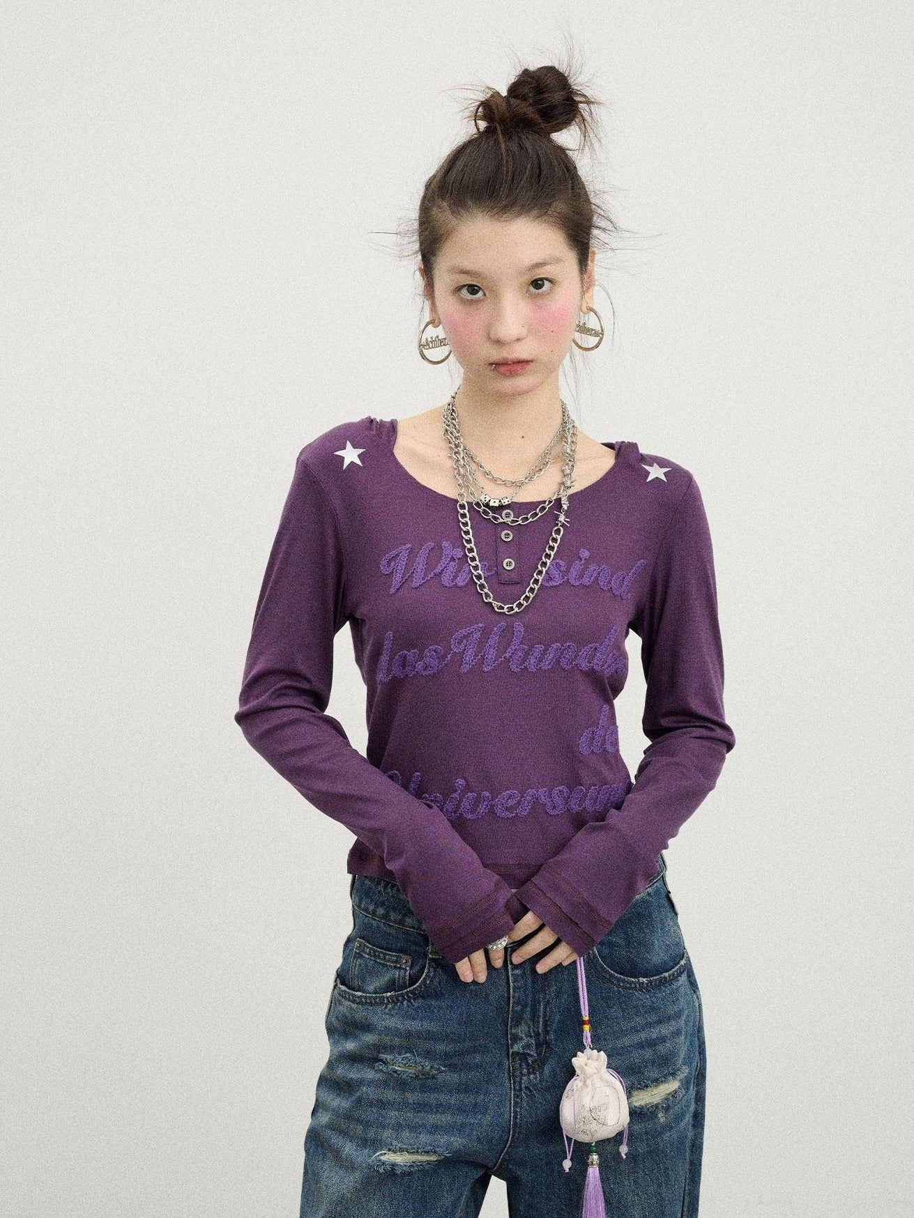 Achihara Cropped Hooded Pullover Women'S Recycled Viscose Blend Long Sleeve T-Shirts