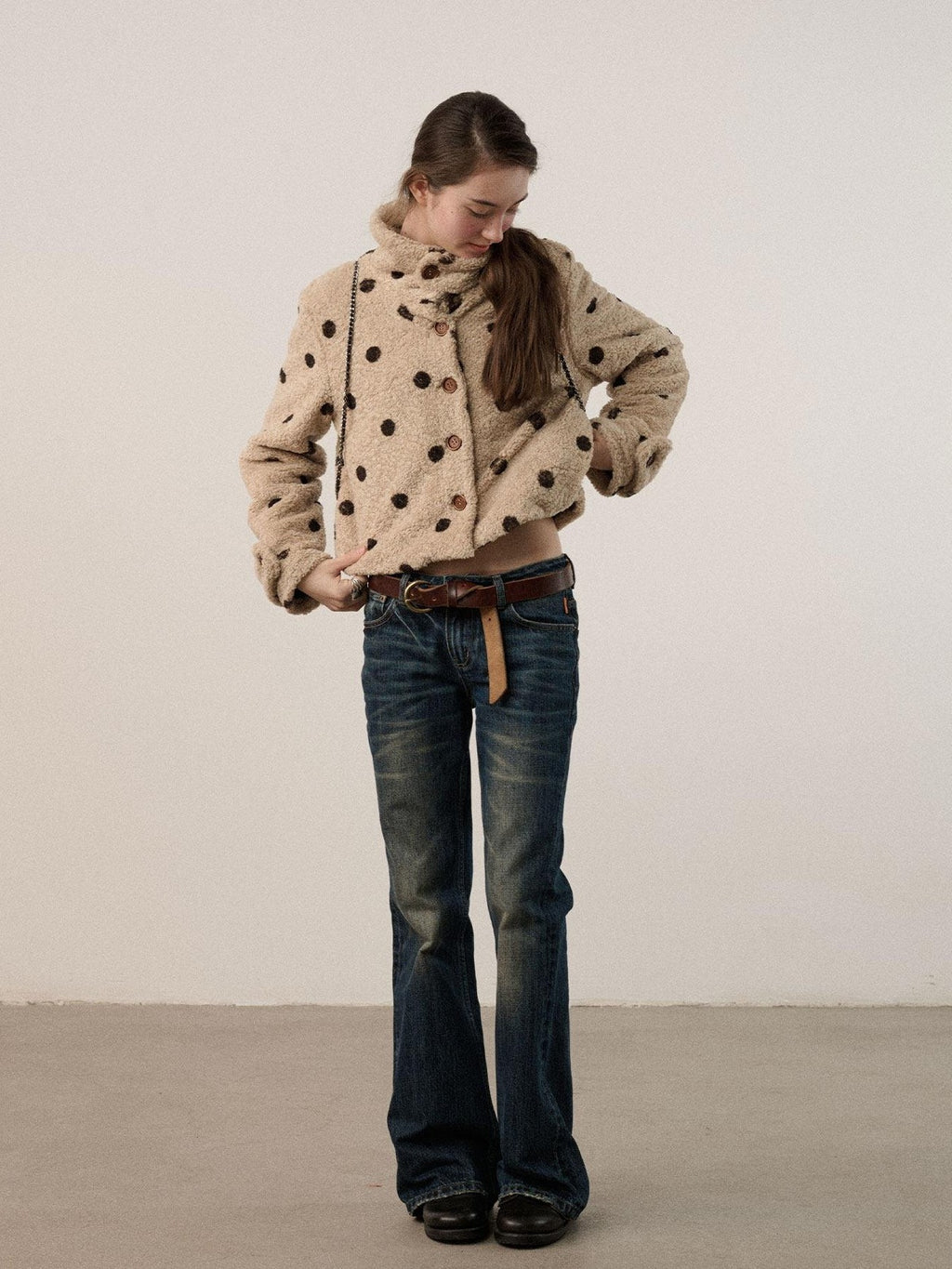 Achihara Dark Wash Distressed Low Rise Micro Flare Women'S Cotton Flare Jeans