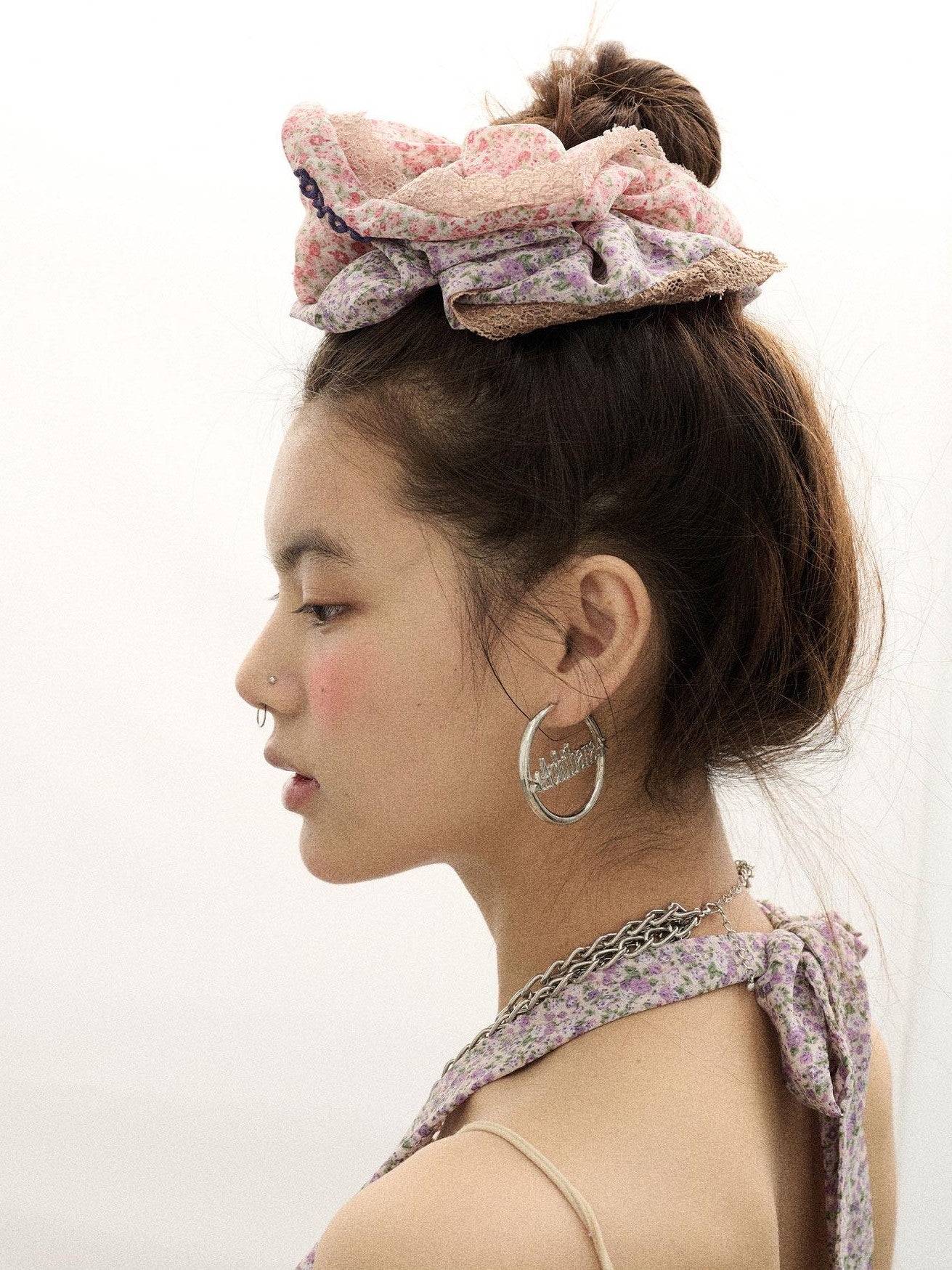 Achihara Daydream Pink Purple Black Scrunchie Style Women'S Elastic Hair Ties