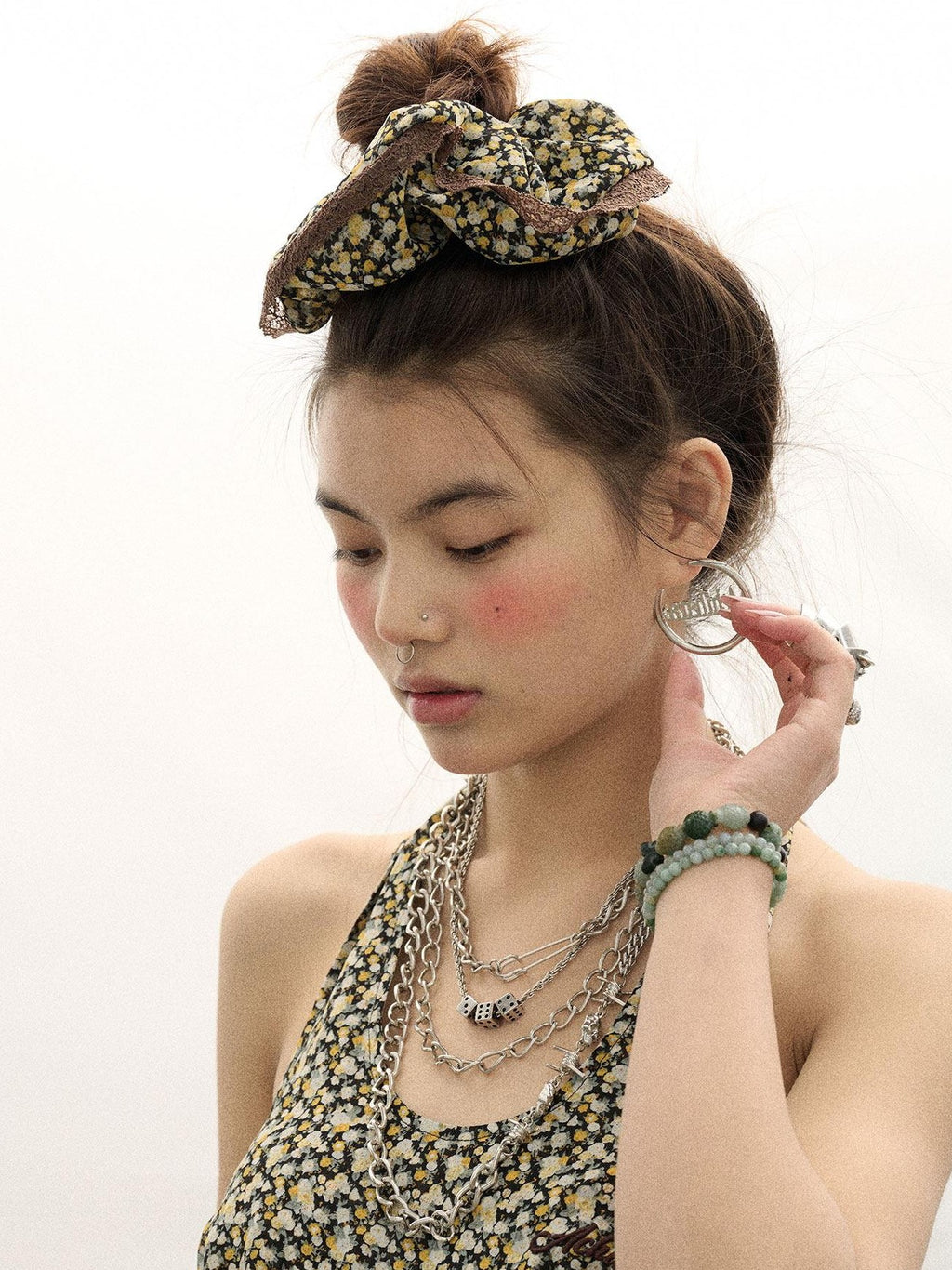 Achihara Daydream Pink Purple Black Scrunchie Style Women'S Elastic Hair Ties