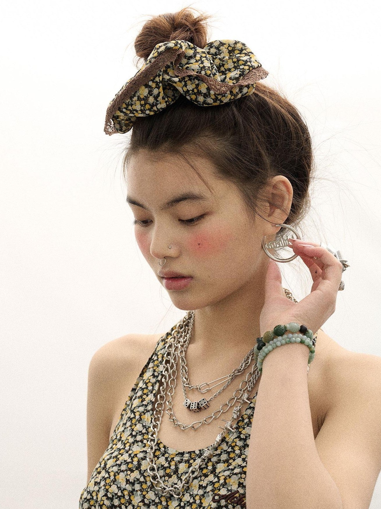 Achihara Daydream Pink Purple Black Scrunchie Style Women'S Elastic Hair Ties