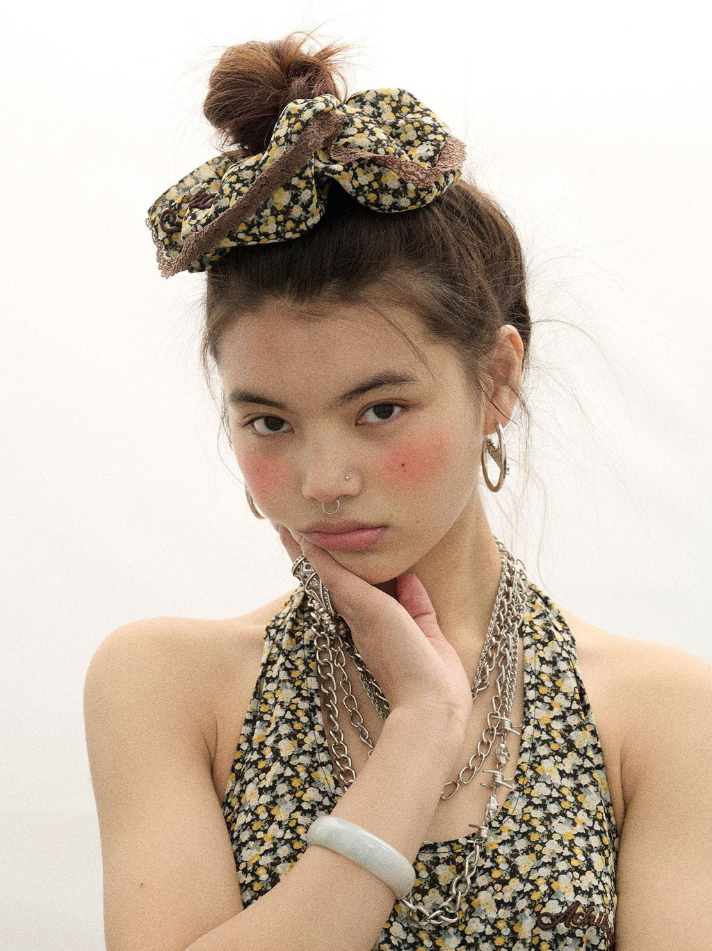 Achihara Daydream Pink Purple Black Scrunchie Style Women'S Elastic Hair Ties