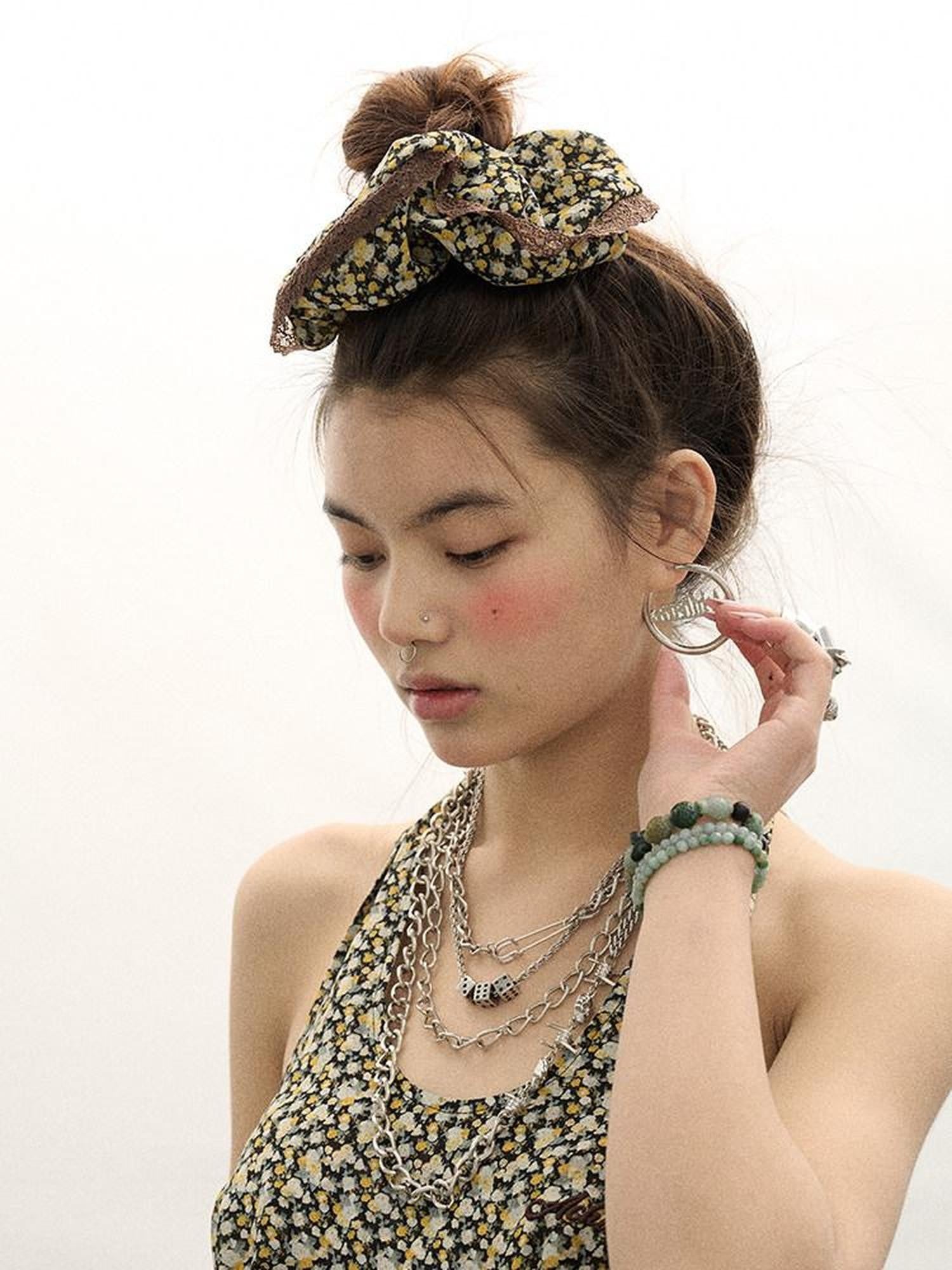 Achihara Daydream Pink Purple Black Scrunchie Style Women'S Elastic Hair Ties