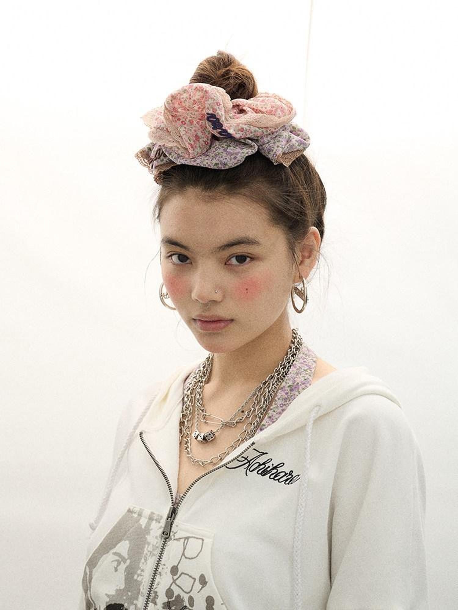 Achihara Daydream Pink Purple Black Scrunchie Style Women'S Elastic Hair Ties