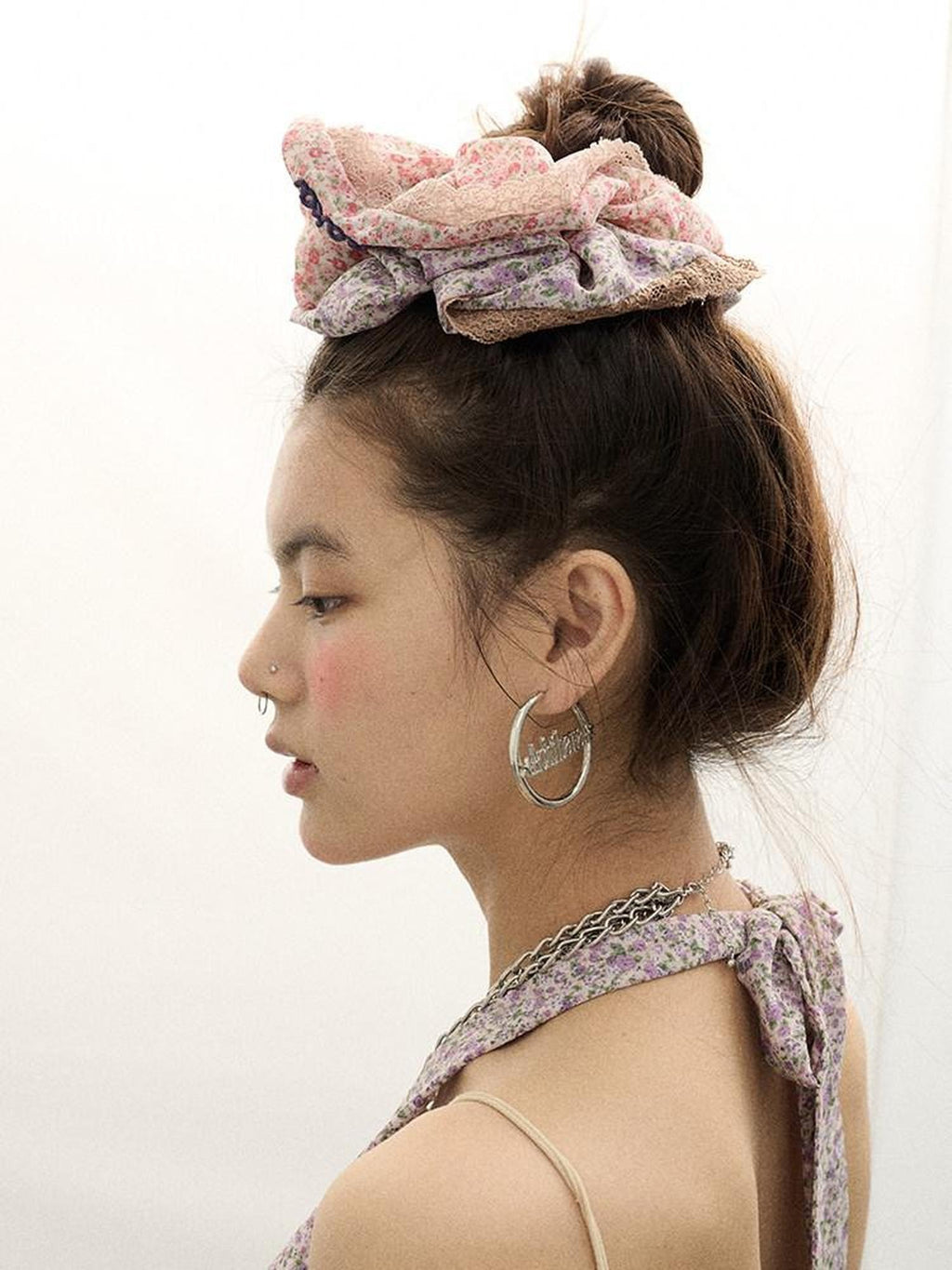 Achihara Daydream Pink Purple Black Scrunchie Style Women'S Elastic Hair Ties