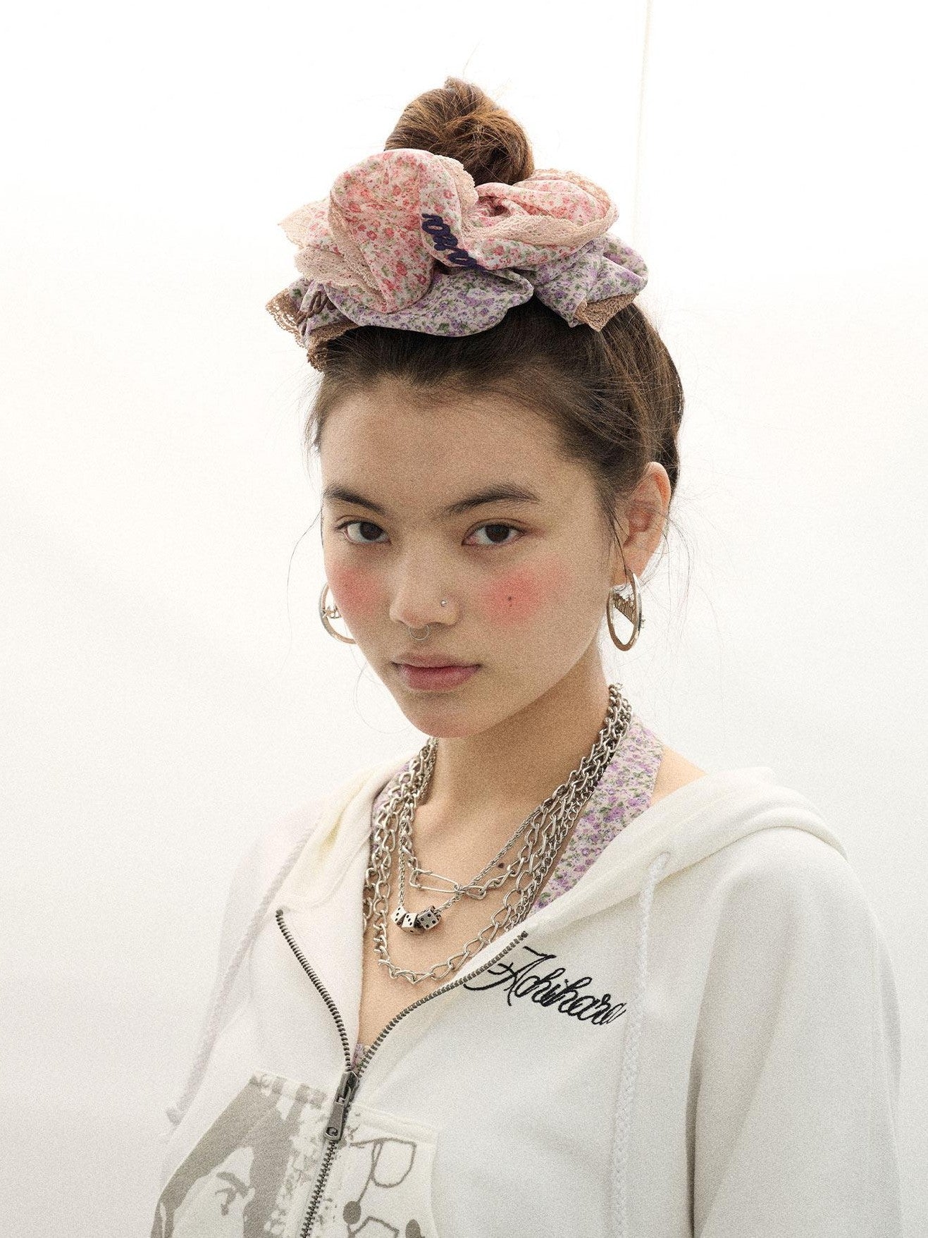 Achihara Daydream Pink Purple Black Scrunchie Style Women'S Elastic Hair Ties