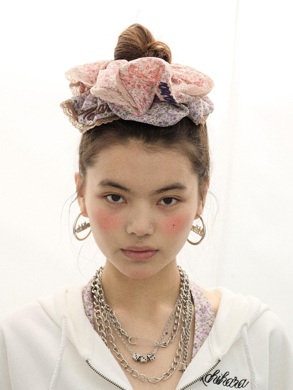 Achihara Daydream Pink Purple Black Scrunchie Style Women'S Elastic Hair Ties