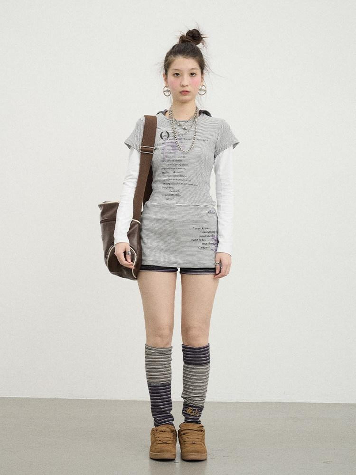 Achihara Distorted Pixel Striped Slim High Waist Women'S Cotton Blend Casual Mini Dresses
