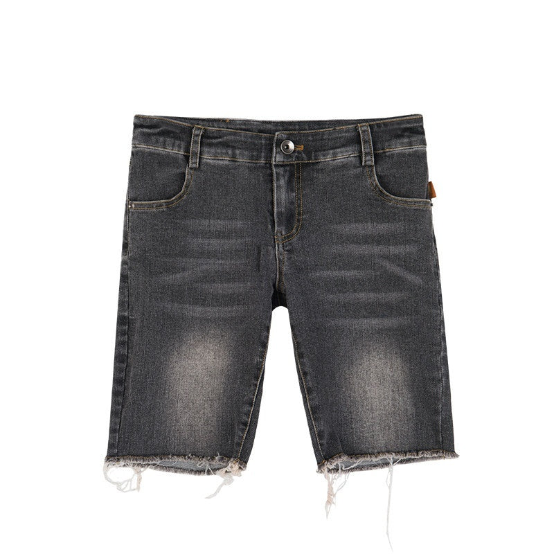 Achihara_Distressed_Black_Raw_Hem_Straight_Low_Waist_Women'S_Denim_Bermuda_Shorts_MISSTT