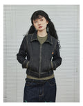 Achihara_Distressed_Black_Zip_Front_Slim_Short_Long_Sleeve_Women'S_Denim_Jackets_MISSTT