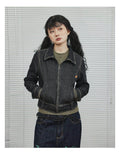 Achihara_Distressed_Black_Zip_Front_Slim_Short_Long_Sleeve_Women'S_Denim_Jackets_MISSTT