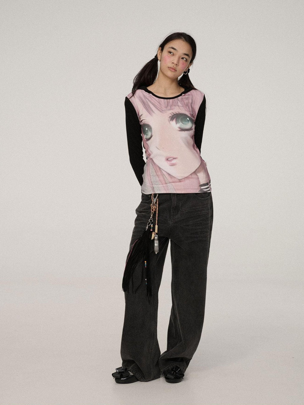 Achihara Dreamy Cropped Slim Fit Round Neck Women'S Viscose Long Sleeve T-Shirts
