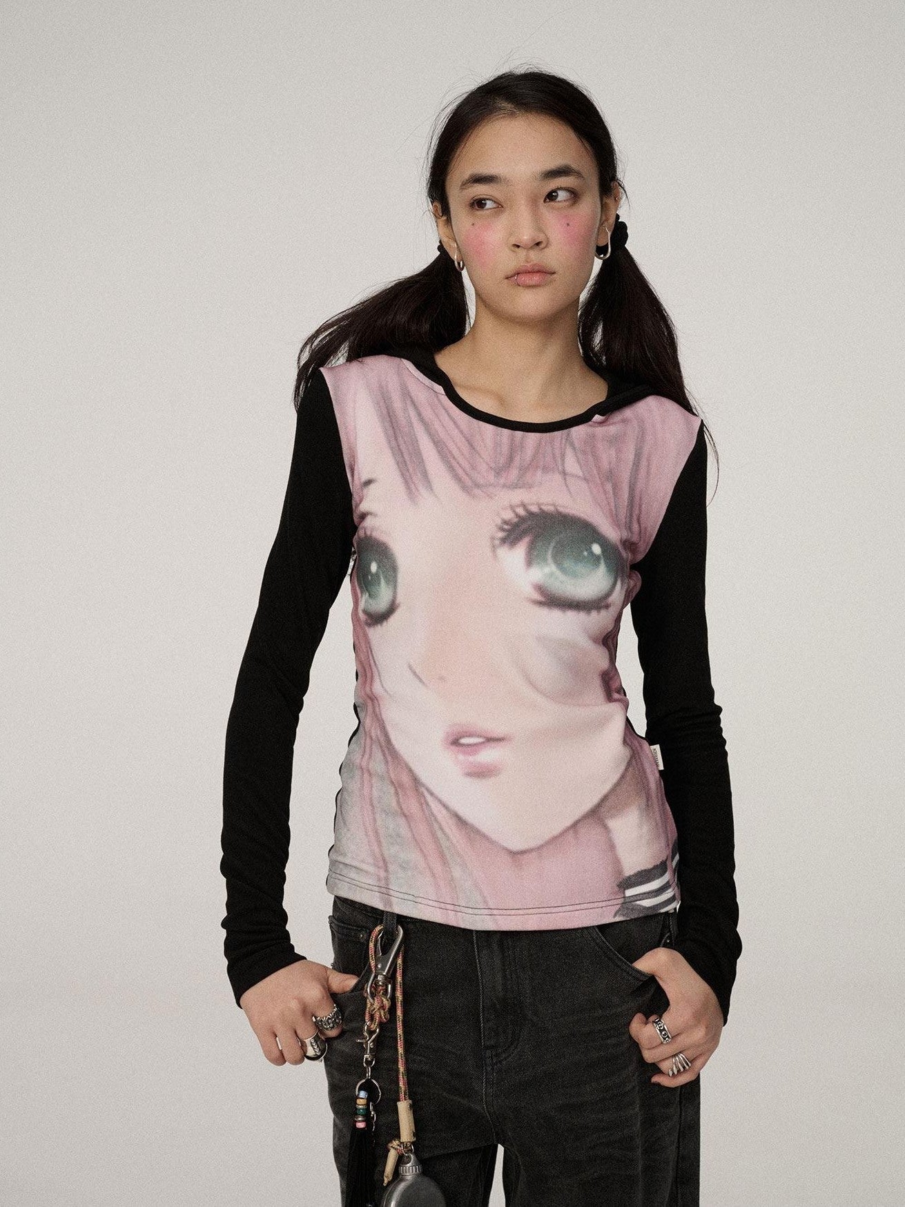 Achihara Dreamy Cropped Slim Fit Round Neck Women'S Viscose Long Sleeve T-Shirts