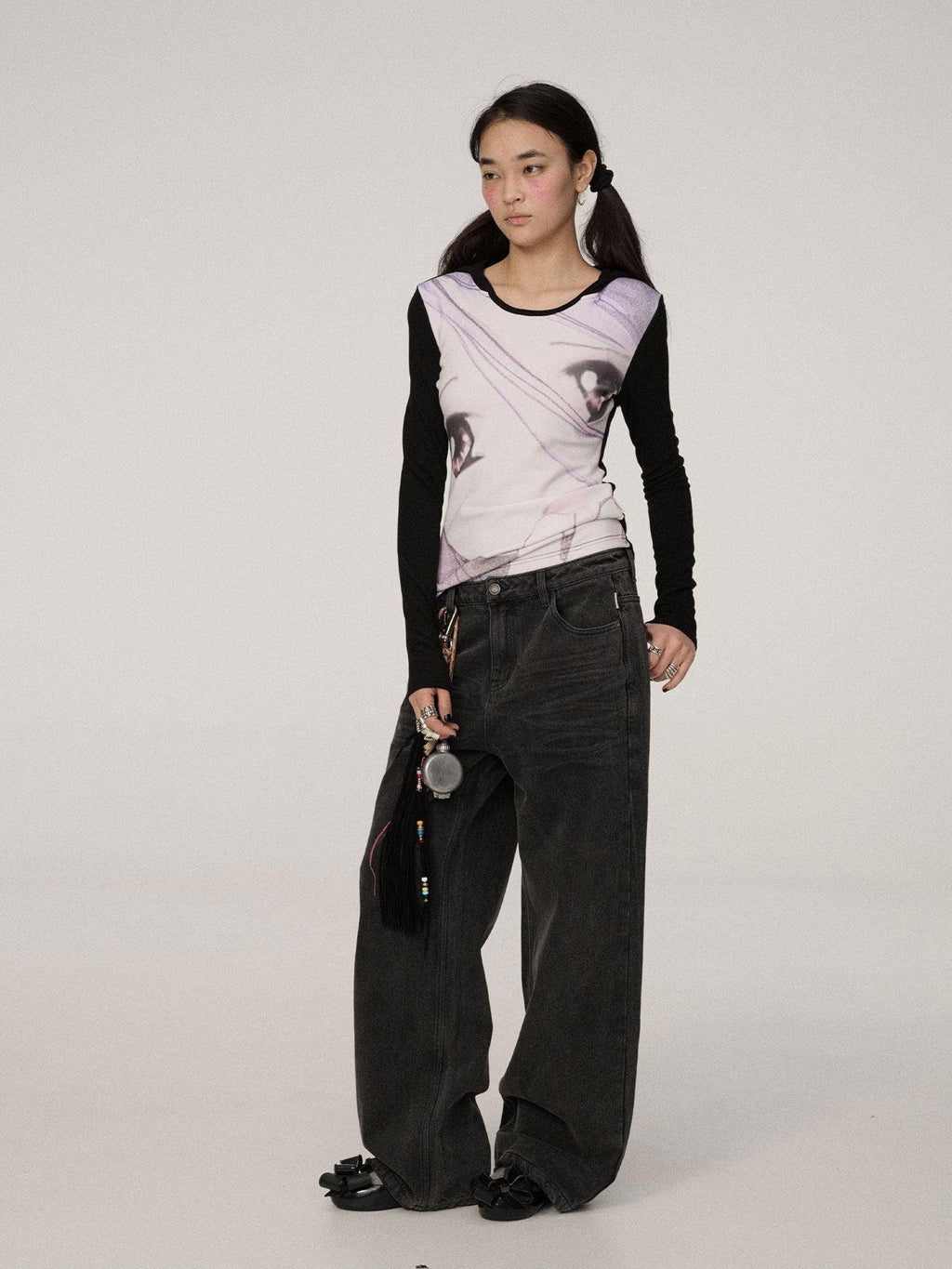 Achihara Dreamy Cropped Slim Fit Round Neck Women'S Viscose Long Sleeve T-Shirts