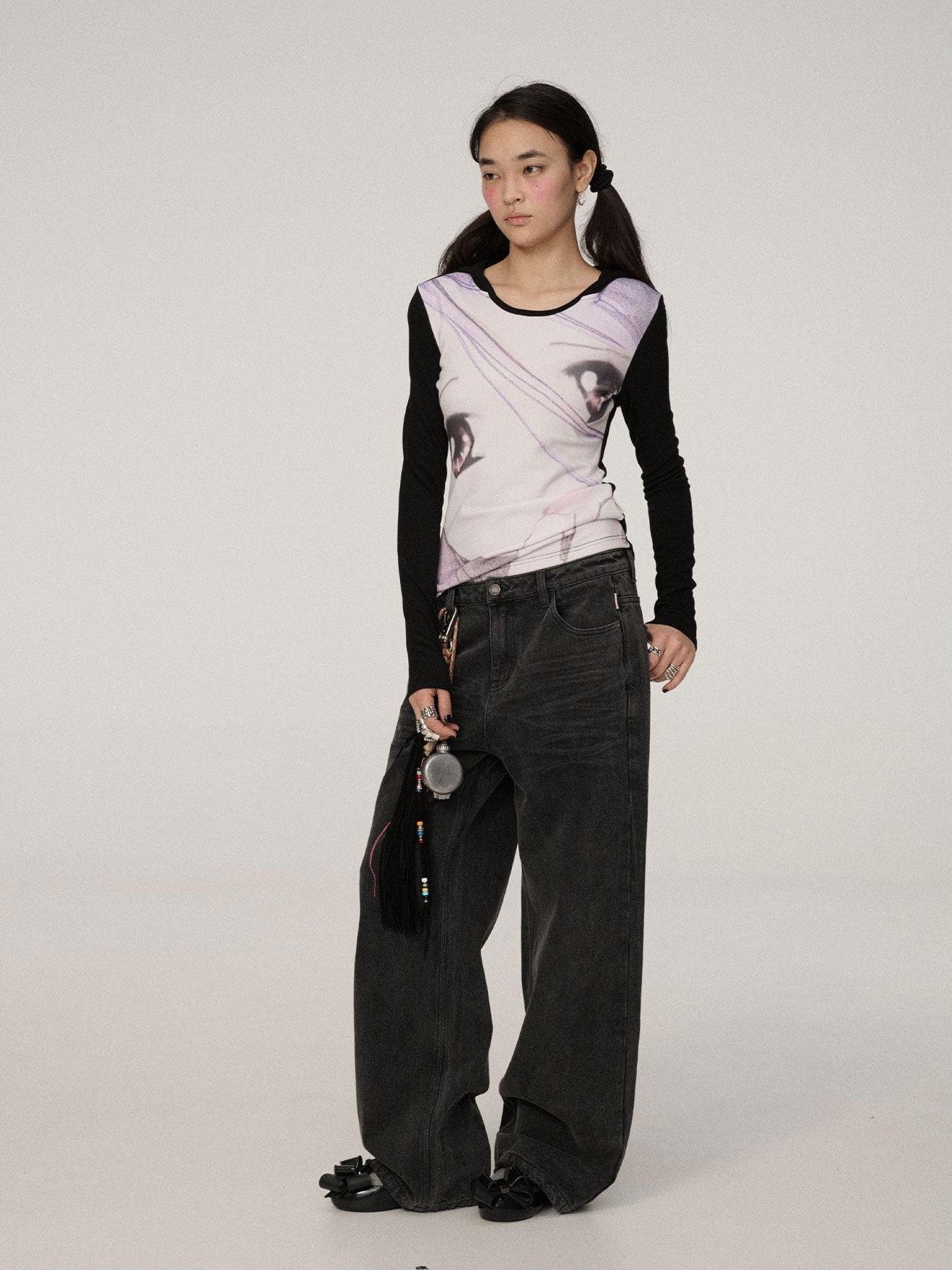 Achihara Dreamy Cropped Slim Fit Round Neck Women'S Viscose Long Sleeve T-Shirts