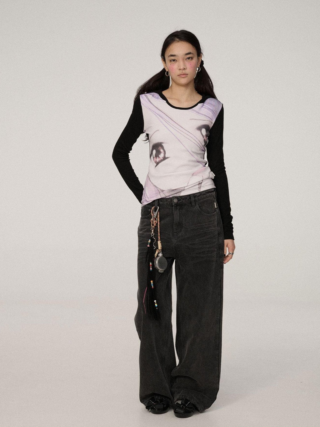 Achihara Dreamy Cropped Slim Fit Round Neck Women'S Viscose Long Sleeve T-Shirts