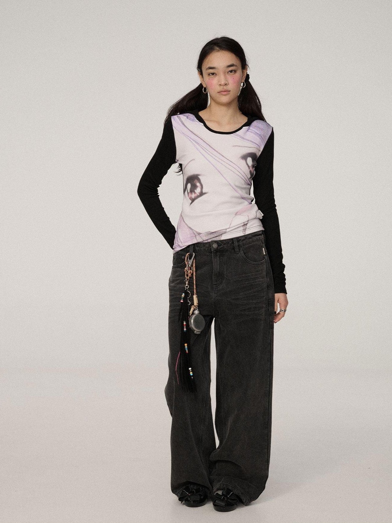 Achihara Dreamy Cropped Slim Fit Round Neck Women'S Viscose Long Sleeve T-Shirts