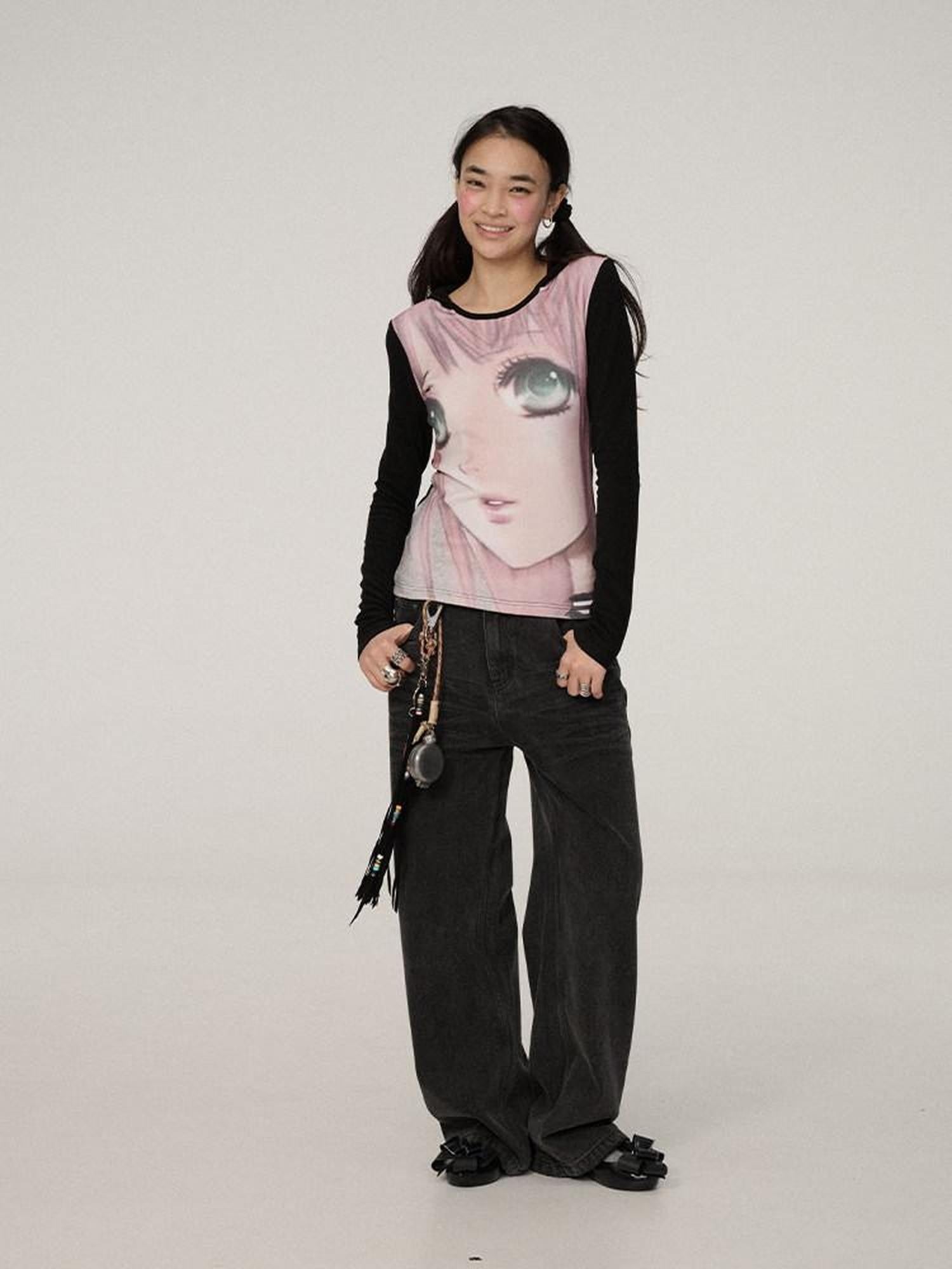 Achihara Dreamy Cropped Slim Fit Round Neck Women'S Viscose Long Sleeve T-Shirts