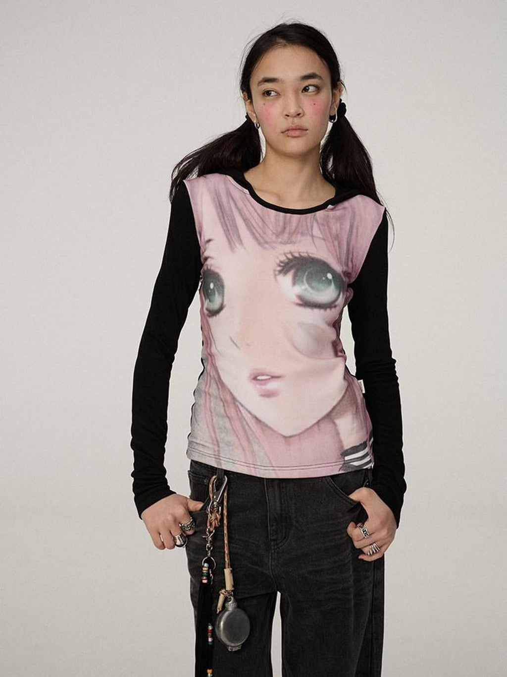 Achihara Dreamy Cropped Slim Fit Round Neck Women'S Viscose Long Sleeve T-Shirts