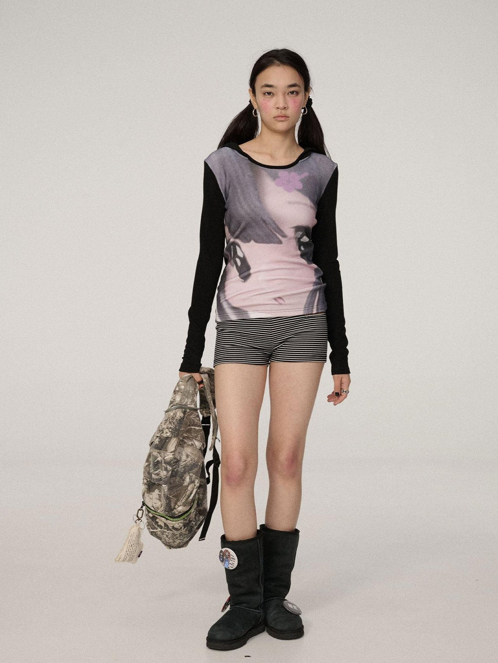 Achihara Dreamy Cropped Slim Fit Round Neck Women'S Viscose Long Sleeve T-Shirts