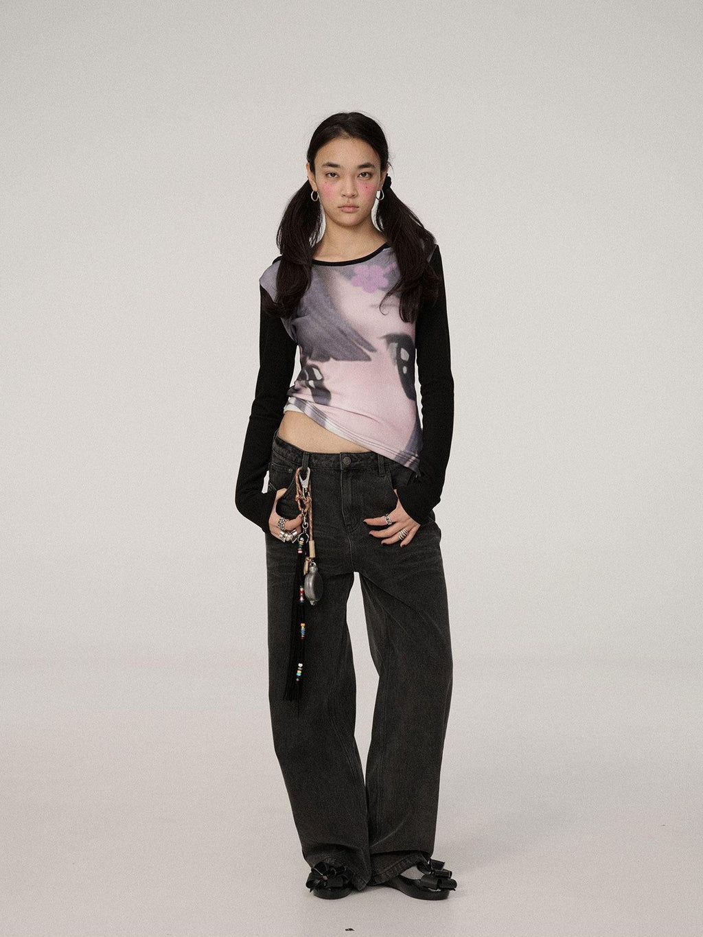 Achihara Dreamy Cropped Slim Fit Round Neck Women'S Viscose Long Sleeve T-Shirts