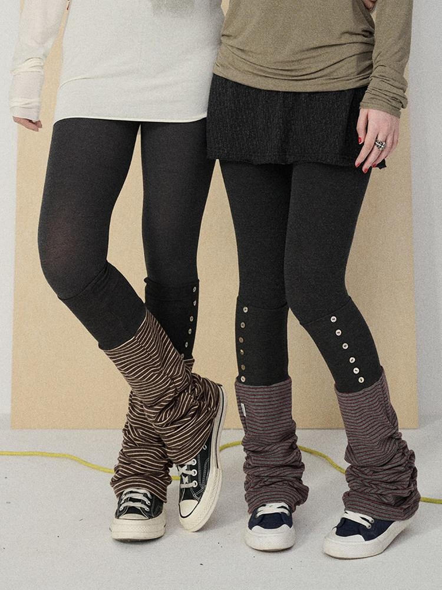 Achihara Dusk Ragdoll Rabbit Striped Cozy Thermal Women'S Leg Warmers
