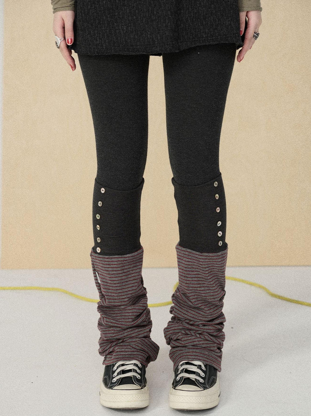 Achihara Dusk Ragdoll Rabbit Striped Cozy Thermal Women'S Leg Warmers