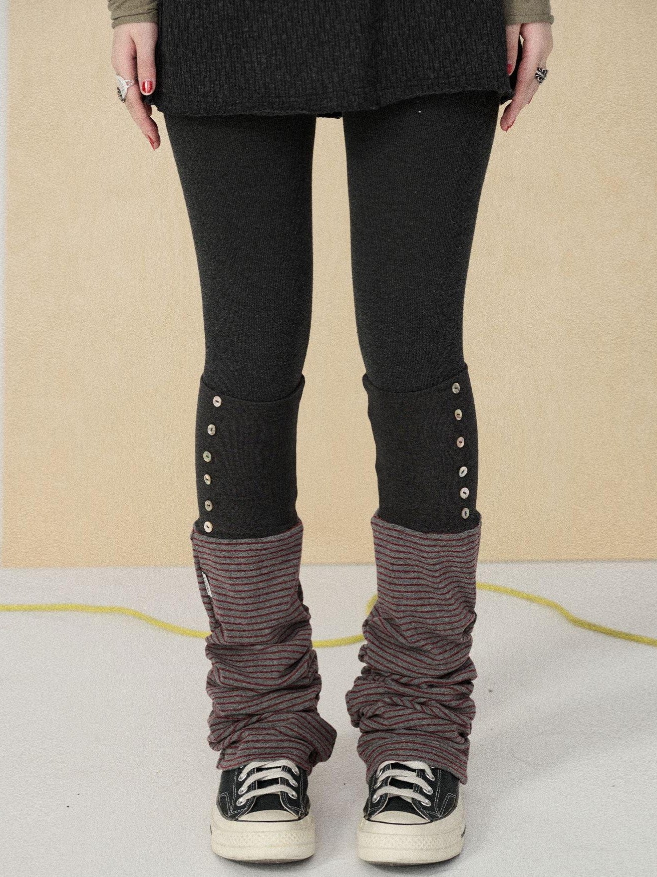 Achihara Dusk Ragdoll Rabbit Striped Cozy Thermal Women'S Leg Warmers