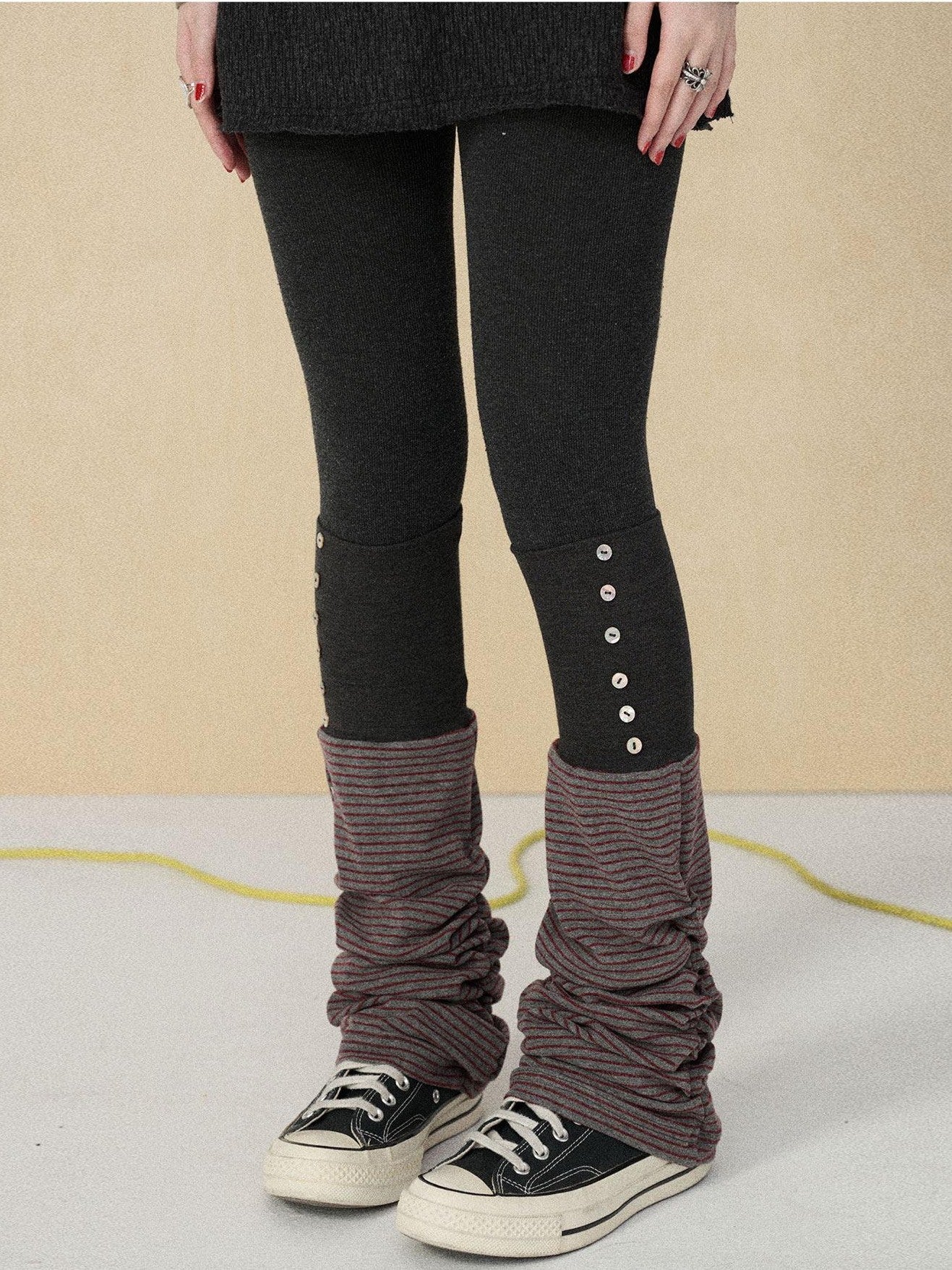 Achihara Dusk Ragdoll Rabbit Striped Cozy Thermal Women'S Leg Warmers