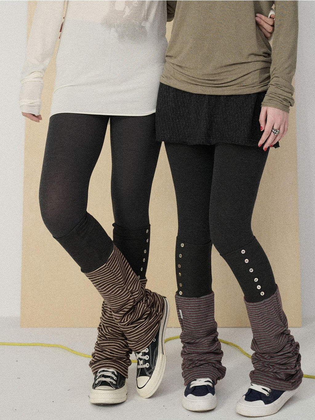 Achihara Dusk Ragdoll Rabbit Striped Cozy Thermal Women'S Leg Warmers