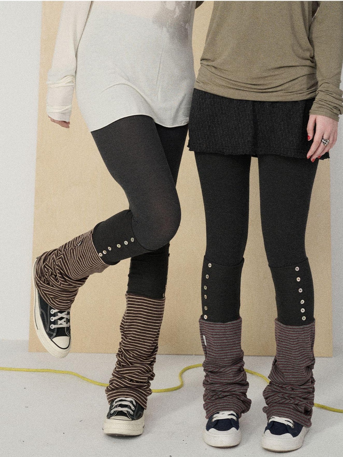 Achihara Dusk Ragdoll Rabbit Striped Cozy Thermal Women'S Leg Warmers