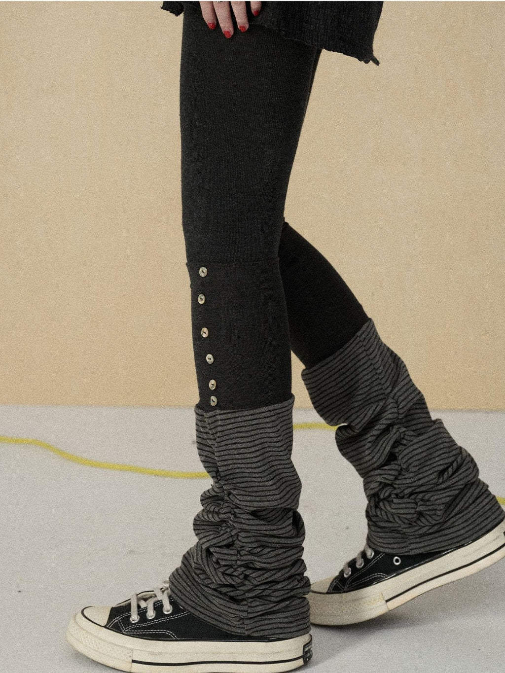 Achihara Dusk Ragdoll Rabbit Striped Cozy Thermal Women'S Leg Warmers