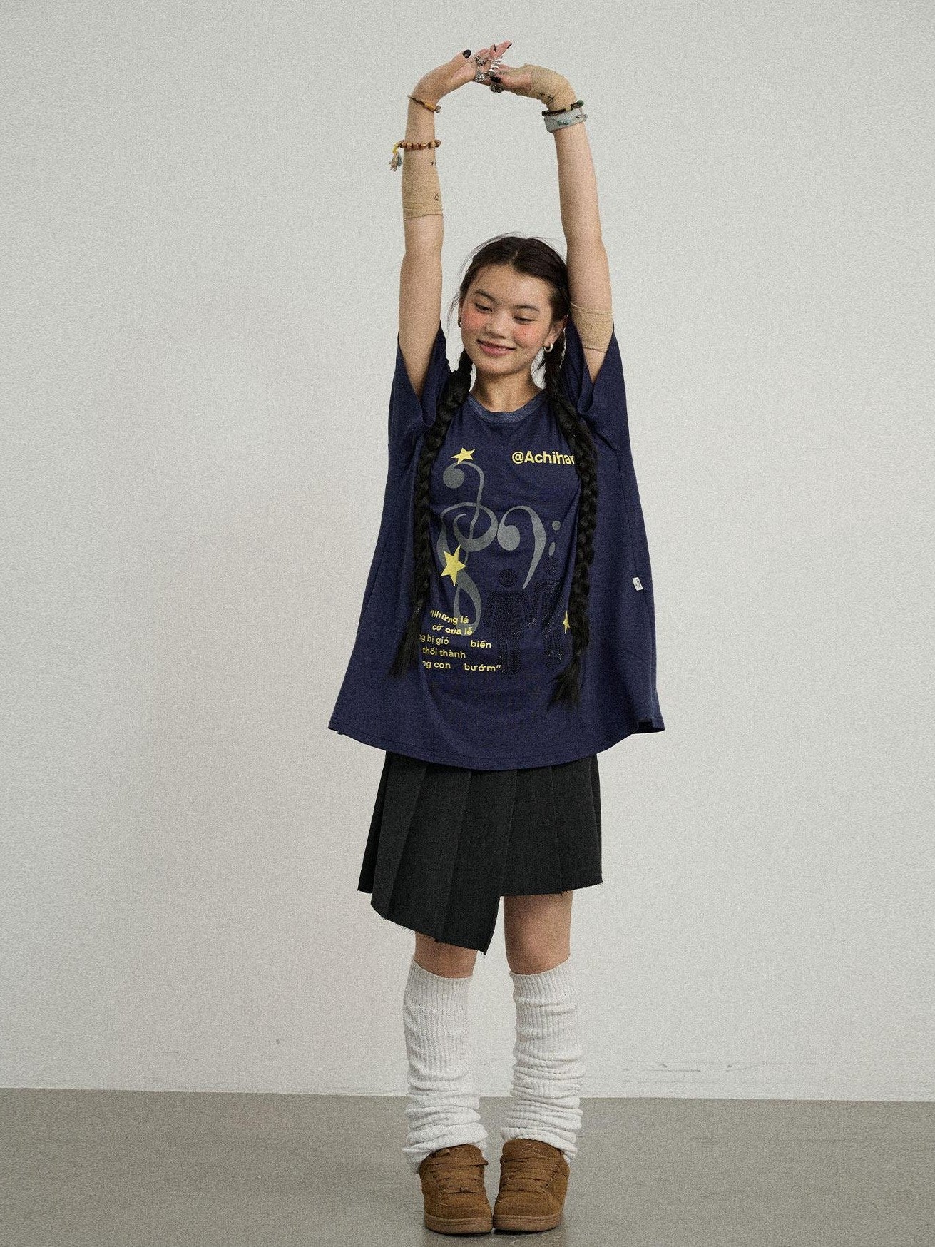 Achihara Electric Creative Print Women'S Lyocell Wool Blend Oversized T-Shirts