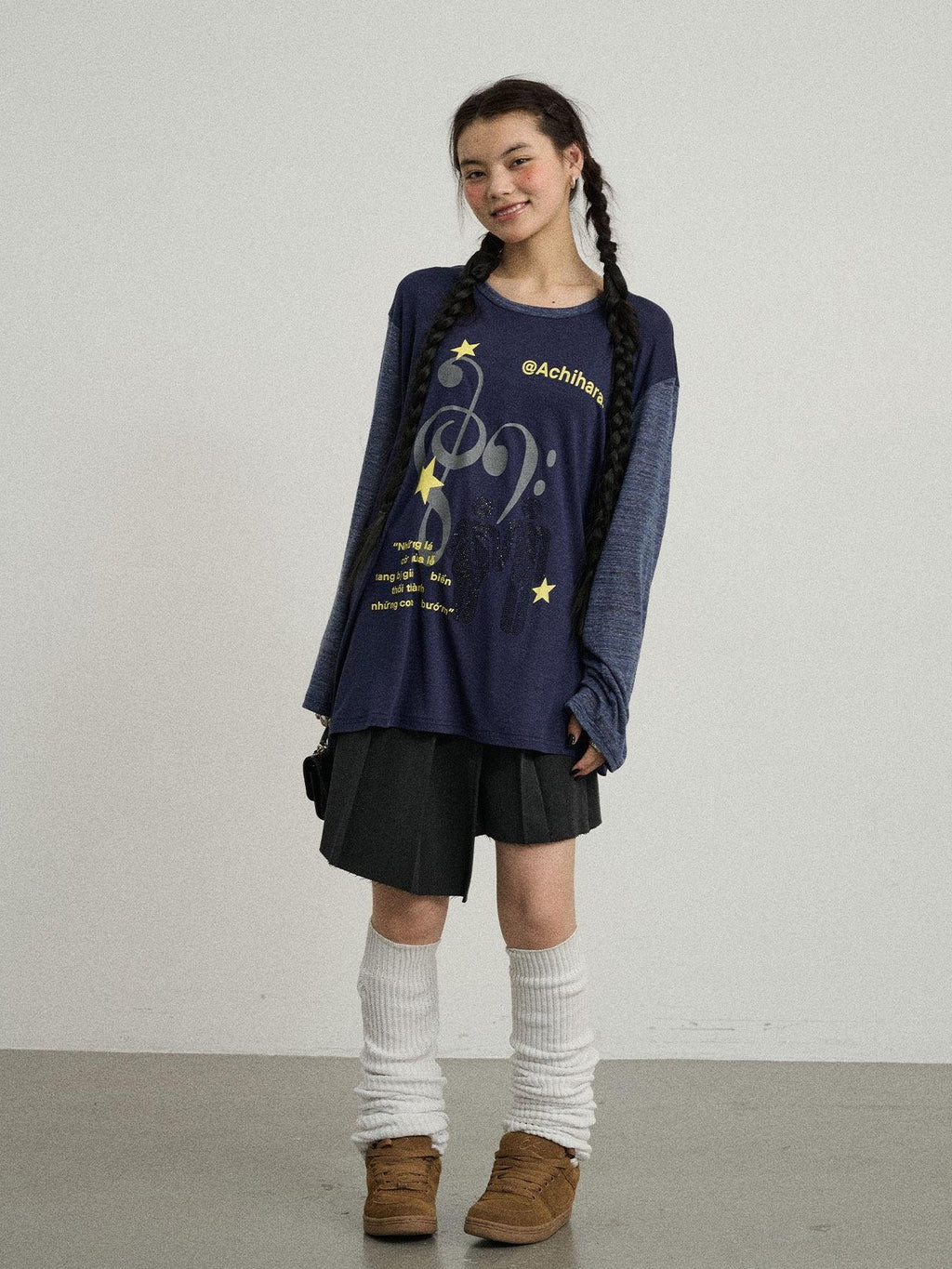 Achihara Electric Creative Print Women'S Lyocell Wool Blend Oversized T-Shirts