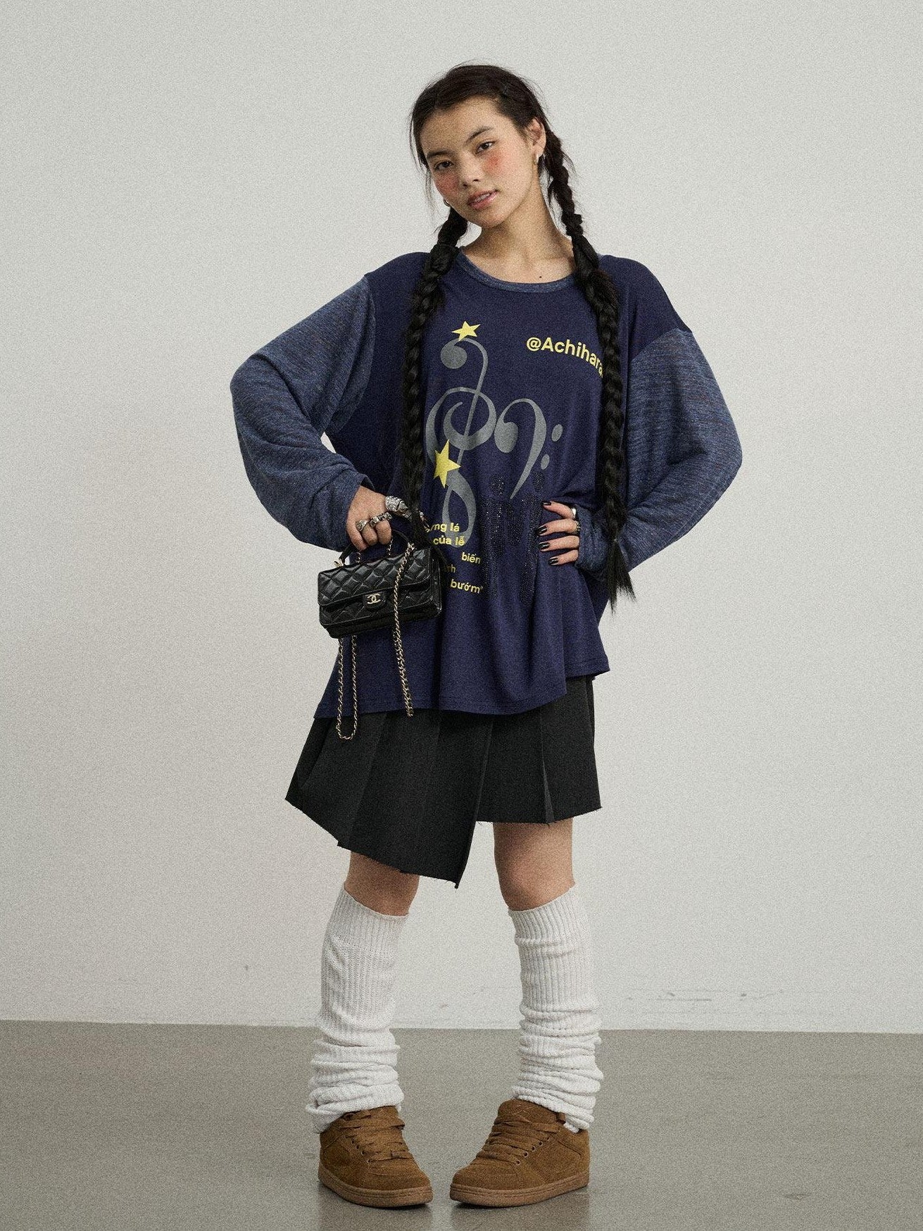 Achihara Electric Creative Print Women'S Lyocell Wool Blend Oversized T-Shirts