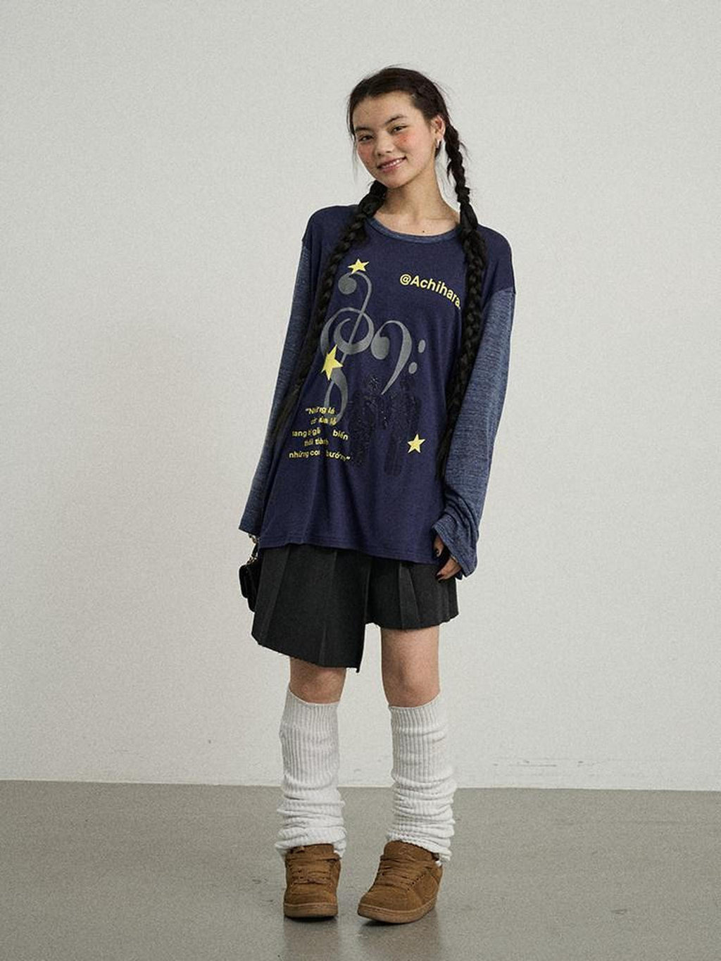 Achihara Electric Creative Print Women'S Lyocell Wool Blend Oversized T-Shirts