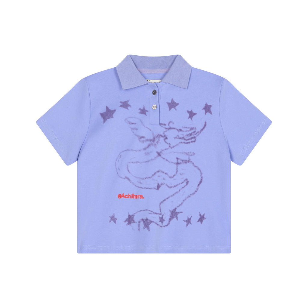 Achihara_Electronic_Dragon_Print_Polo_Women'S_Cotton_Blend_Short_Sleeve_T-Shirts_MISSTT