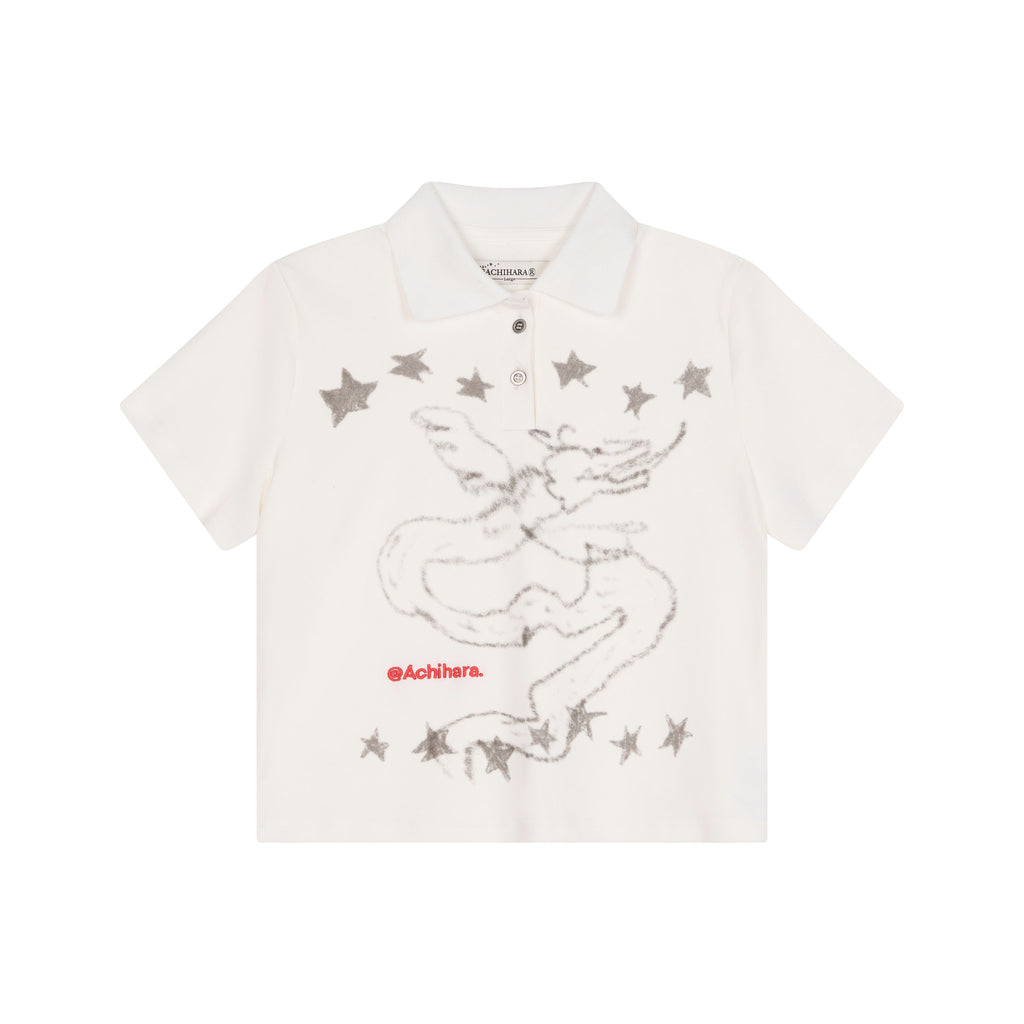 Achihara_Electronic_Dragon_Print_Polo_Women'S_Cotton_Blend_Short_Sleeve_T-Shirts_MISSTT