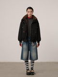 Achihara Embroidered Stand Collar Thickened Loose Women'S Cotton Puffer Jackets