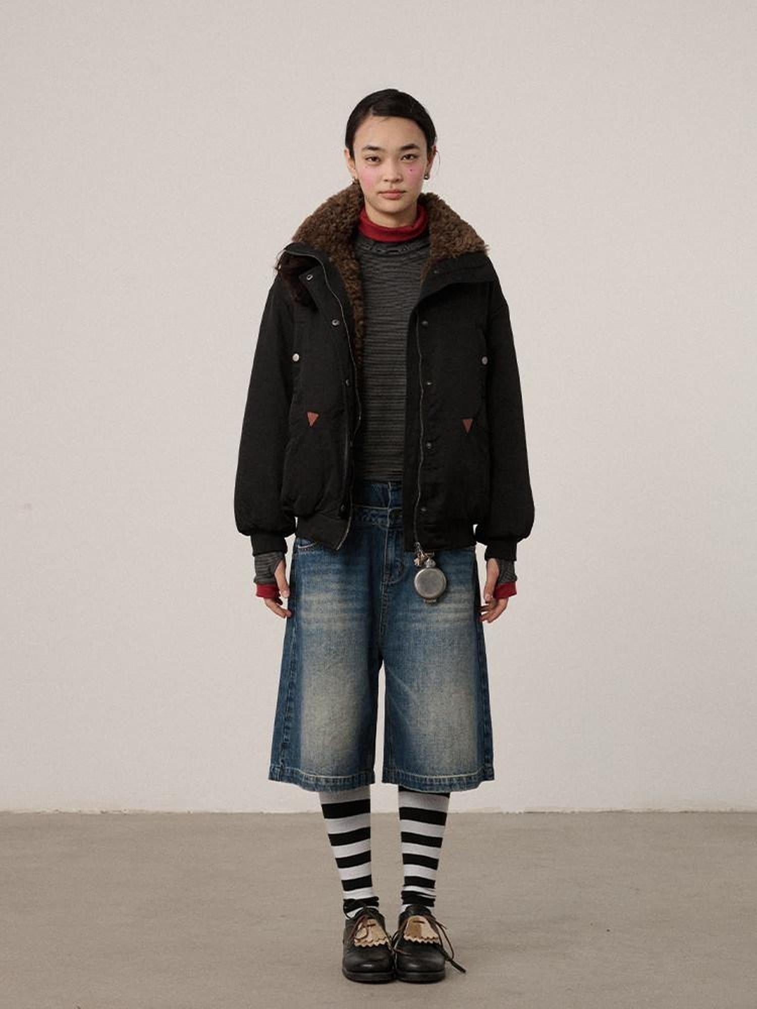 Achihara Embroidered Stand Collar Thickened Loose Women'S Cotton Puffer Jackets