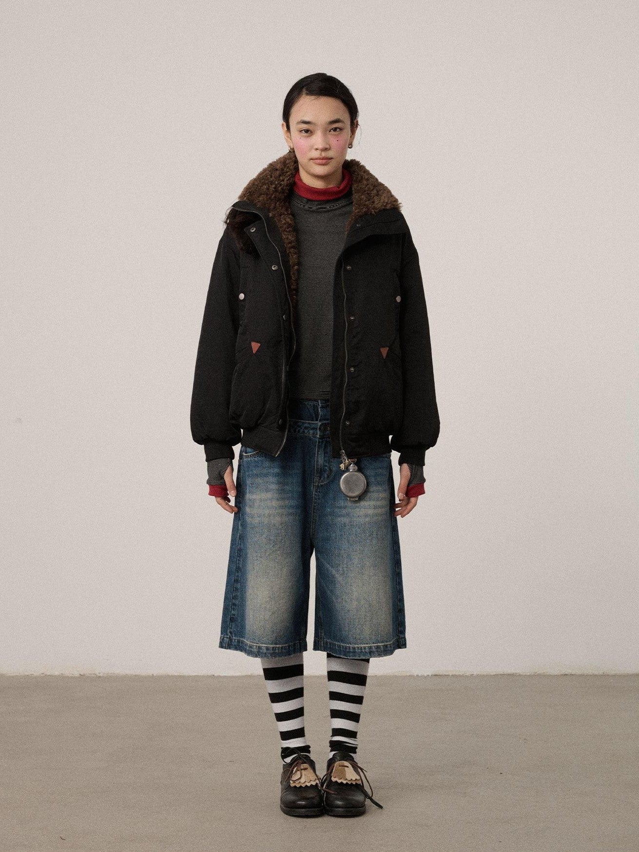 Achihara Embroidered Stand Collar Thickened Loose Women'S Cotton Puffer Jackets