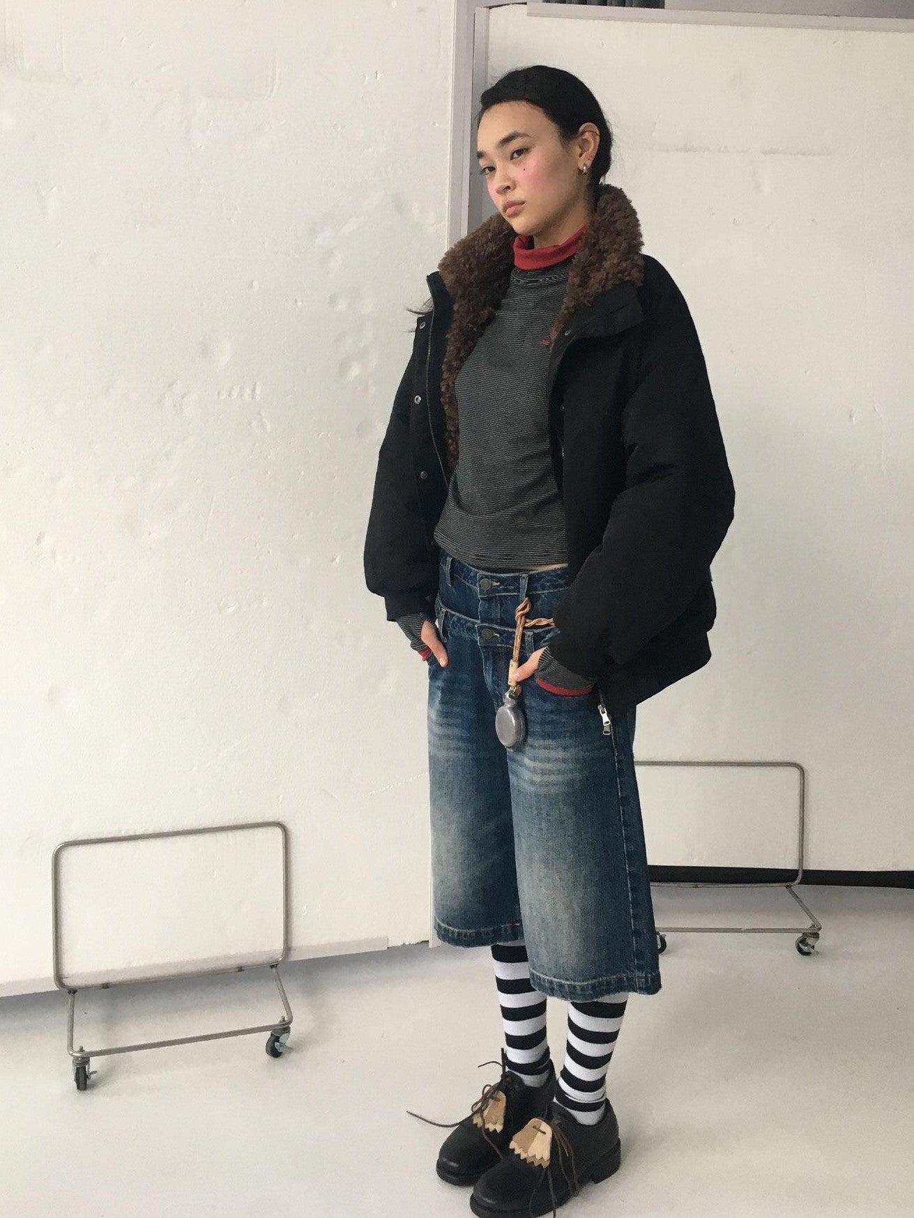 Achihara Embroidered Stand Collar Thickened Loose Women'S Cotton Puffer Jackets