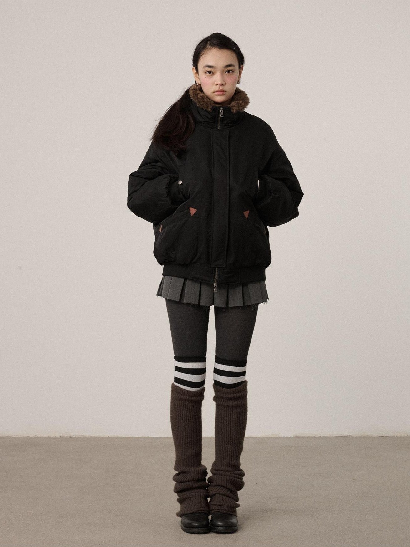 Achihara Embroidered Stand Collar Thickened Loose Women'S Cotton Puffer Jackets