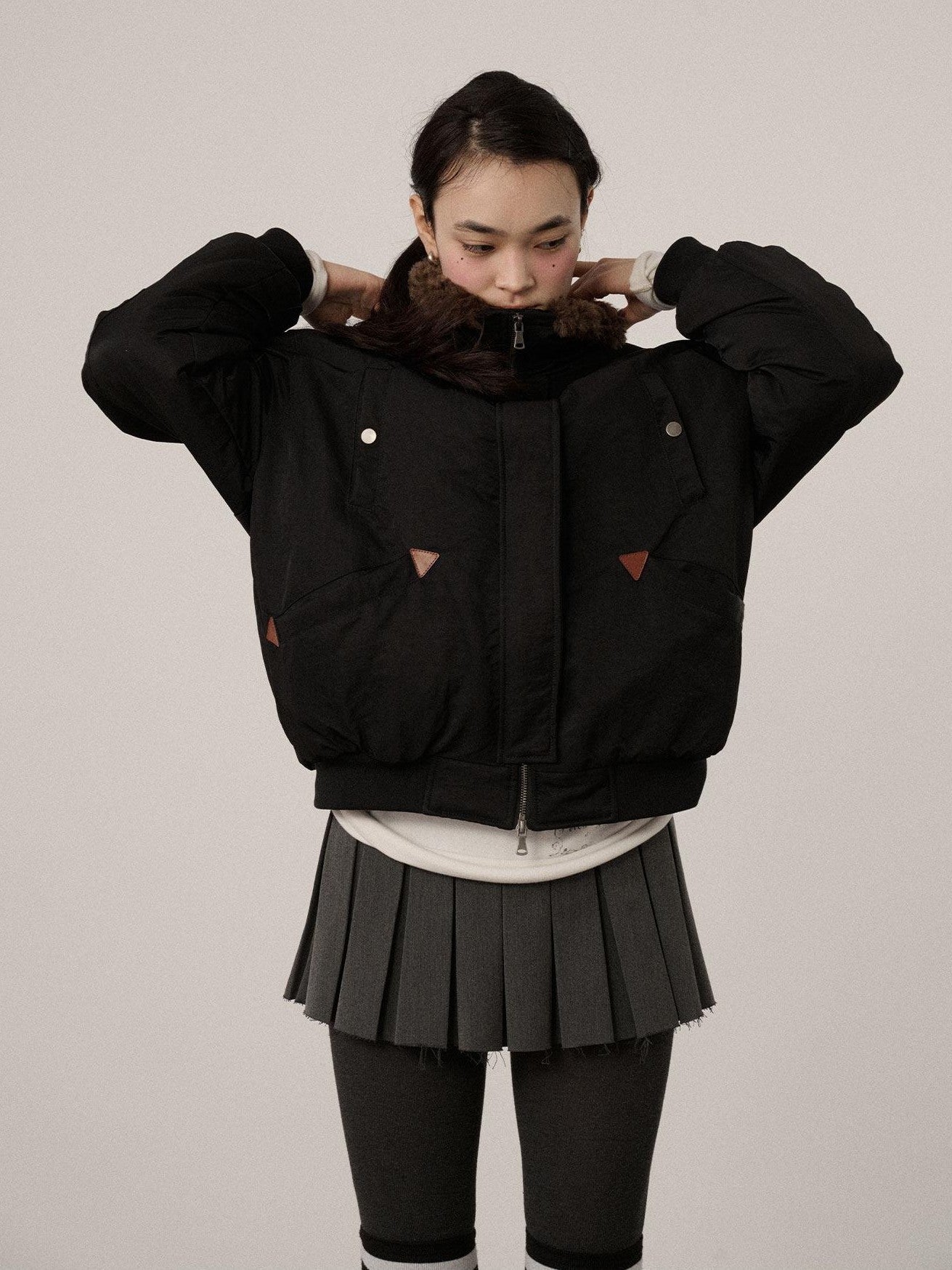 Achihara Embroidered Stand Collar Thickened Loose Women'S Cotton Puffer Jackets
