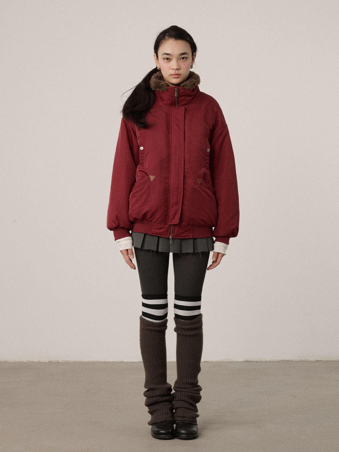 Achihara Embroidered Stand Collar Thickened Loose Women'S Cotton Puffer Jackets