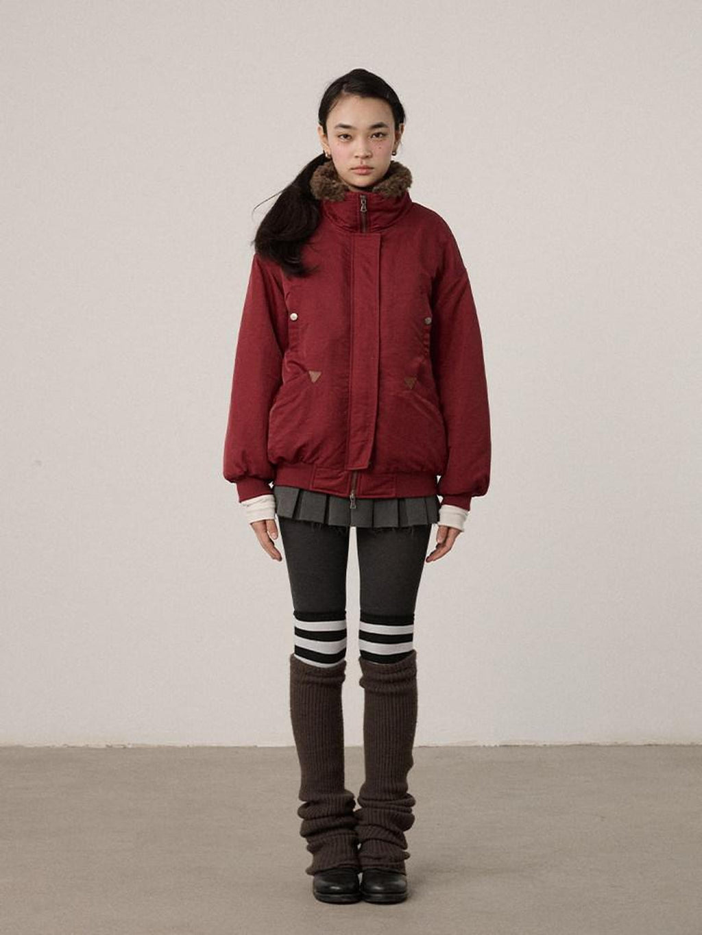 Achihara Embroidered Stand Collar Thickened Loose Women'S Cotton Puffer Jackets