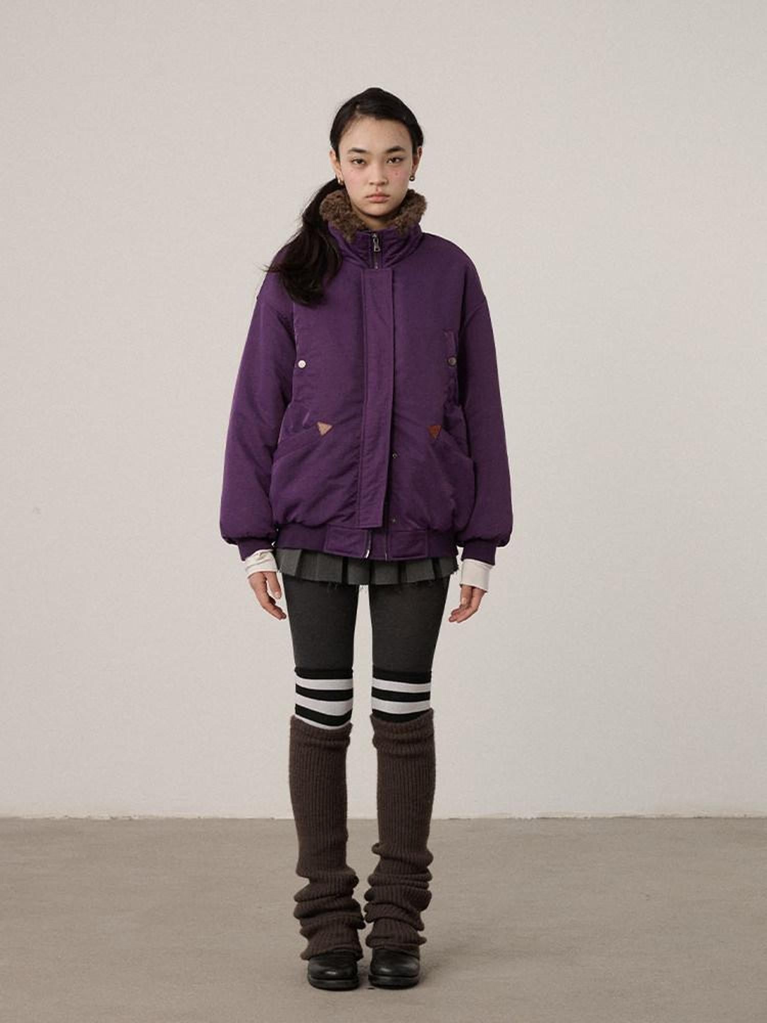 Achihara Embroidered Stand Collar Thickened Loose Women'S Cotton Puffer Jackets